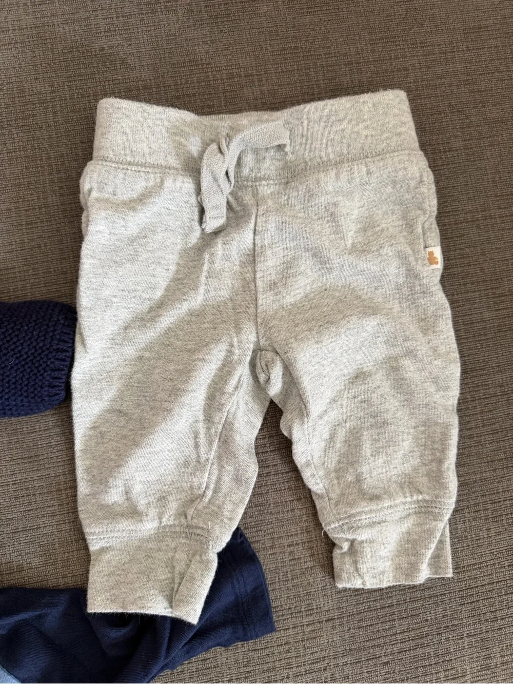 Gap Boy Set - Navy Hooded knit cardigan, Blue Bodysuit, Light Gray Pants